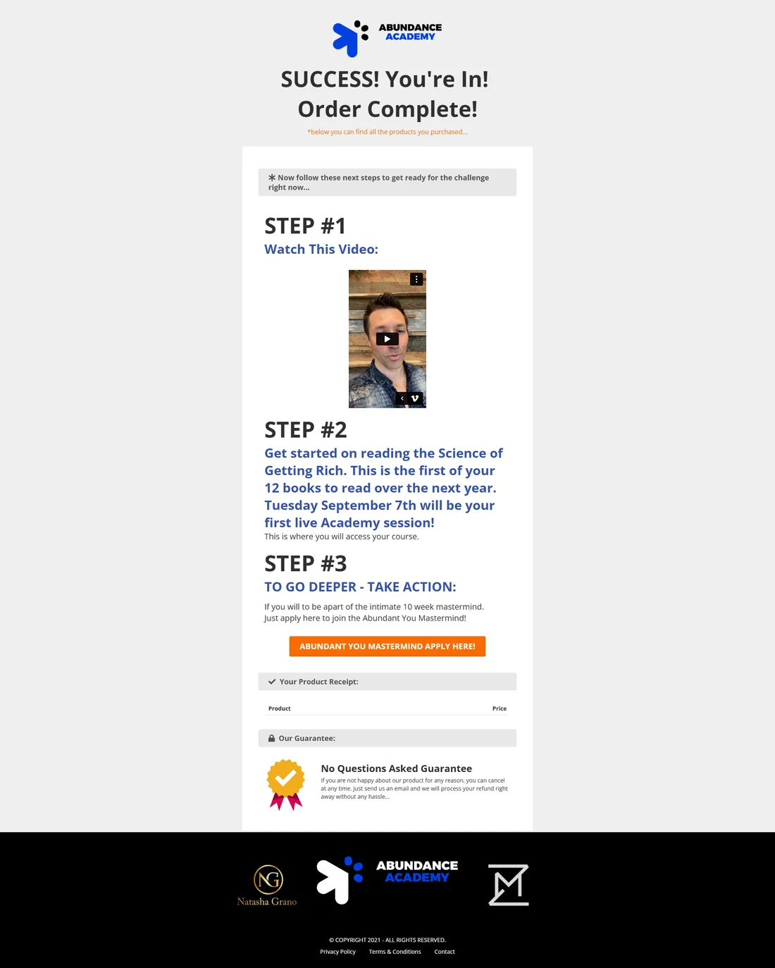 Mike Zeller, Abundant You Challenge: Order confirmation