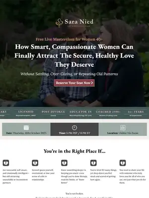 Sara Nied Coaching, webinar registration page