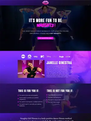 Naughty Girl Fitness, membership sales page